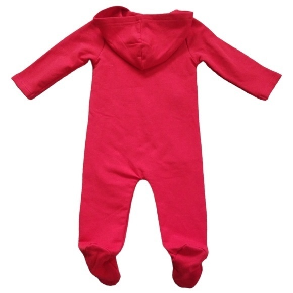 New Lullaby Lane "Too Elfing Cute" Red Hooded Fleece Playsuit Sz. 0-3M - Picture 6 of 10